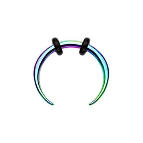 Colored Basic Steel Pincher Septum Ring Septum Ring Impulse Piercings 16 GA (1.2mm) 11/32" (9mm) Rainbow