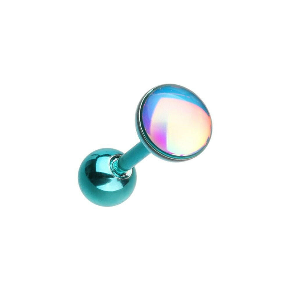 Colored Convex Synthetic Moonstone Cartilage Tragus Earring Cartilage Earring Impulse Piercings Teal