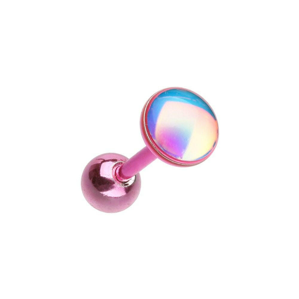 Colored Convex Synthetic Moonstone Cartilage Tragus Earring Cartilage Earring Impulse Piercings Pink