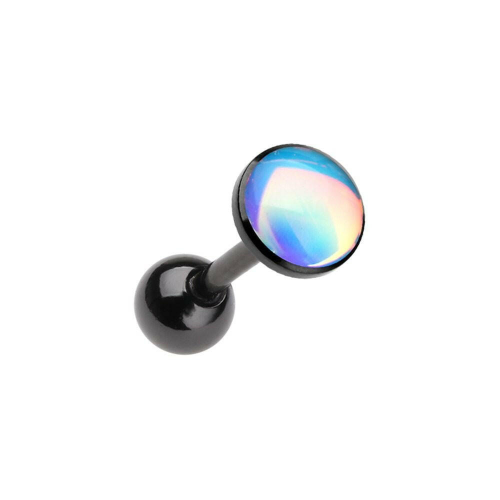 Colored Convex Synthetic Moonstone Cartilage Tragus Earring Cartilage Earring Impulse Piercings Black