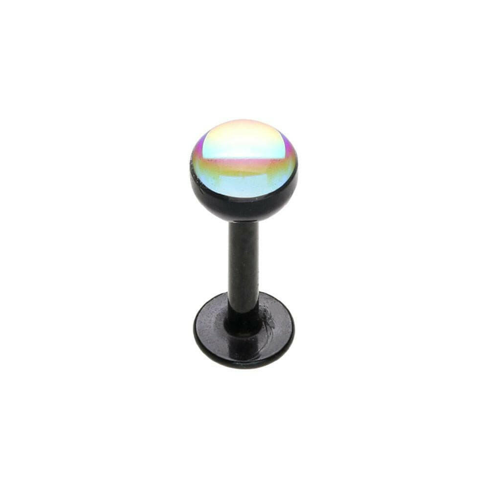 Colored Synthetic Moonstone Dome Steel Labret Labret Impulse Piercings 5/16" (8mm) Black