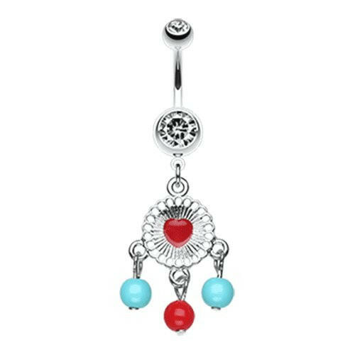 Colorful Heart Dream Catcher Belly Button Ring Navel Ring Impulse Piercings Clear