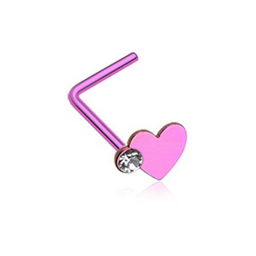 Colorline Adorable Heart Sparkle L-Shaped Nose Ring Nose Ring Impulse Piercings Default Title