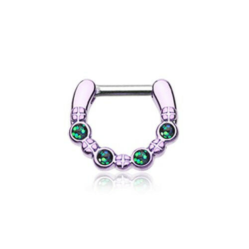 Colorline Aurea Sparkle Septum Clicker Septum Ring Impulse Piercings 16 GA (1.2mm) 1/4" (6mm) Purple/Black