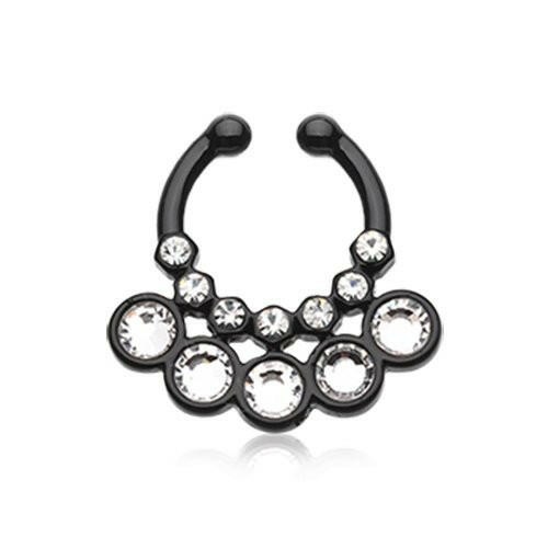 Colorline Aureole Gemina Sparkle Fake Septum Clip-On Ring Fake Septum Ring Impulse Piercings Black/Clear