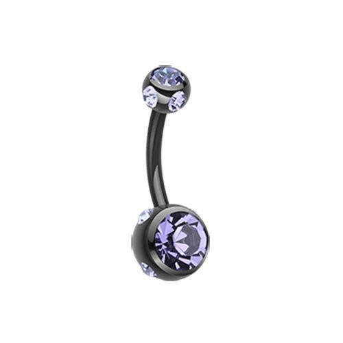 Colorline Aurora Gem Ball Steel Belly Button Ring Navel Ring Impulse Piercings Black/Tanzanite