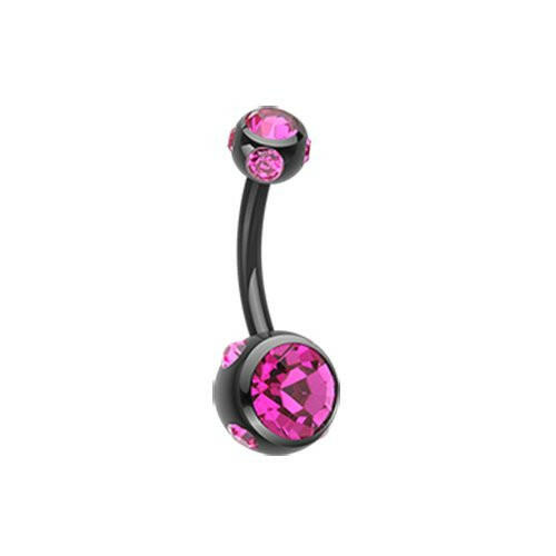 Colorline Aurora Gem Ball Steel Belly Button Ring Navel Ring Impulse Piercings Black/Fuchsia