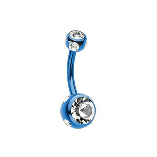 Colorline Aurora Gem Ball Steel Belly Button Ring Navel Ring Impulse Piercings Blue/Clear