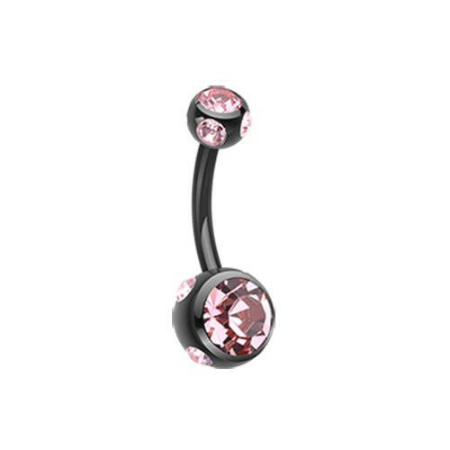 Colorline Aurora Gem Ball Steel Belly Button Ring Navel Ring Impulse Piercings Black/Light Pink