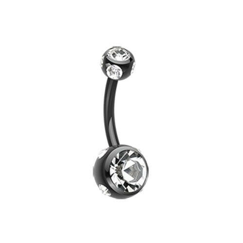 Colorline Aurora Gem Ball Steel Belly Button Ring Navel Ring Impulse Piercings Black/Clear