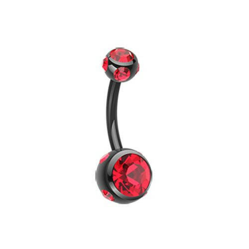 Colorline Aurora Gem Ball Steel Belly Button Ring Navel Ring Impulse Piercings Black/Red