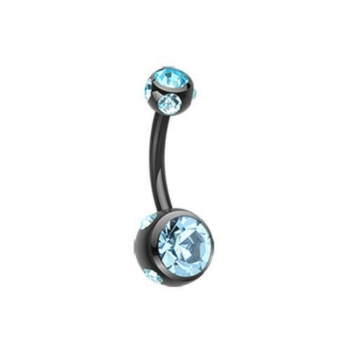 Colorline Aurora Gem Ball Steel Belly Button Ring Navel Ring Impulse Piercings Black/Aqua