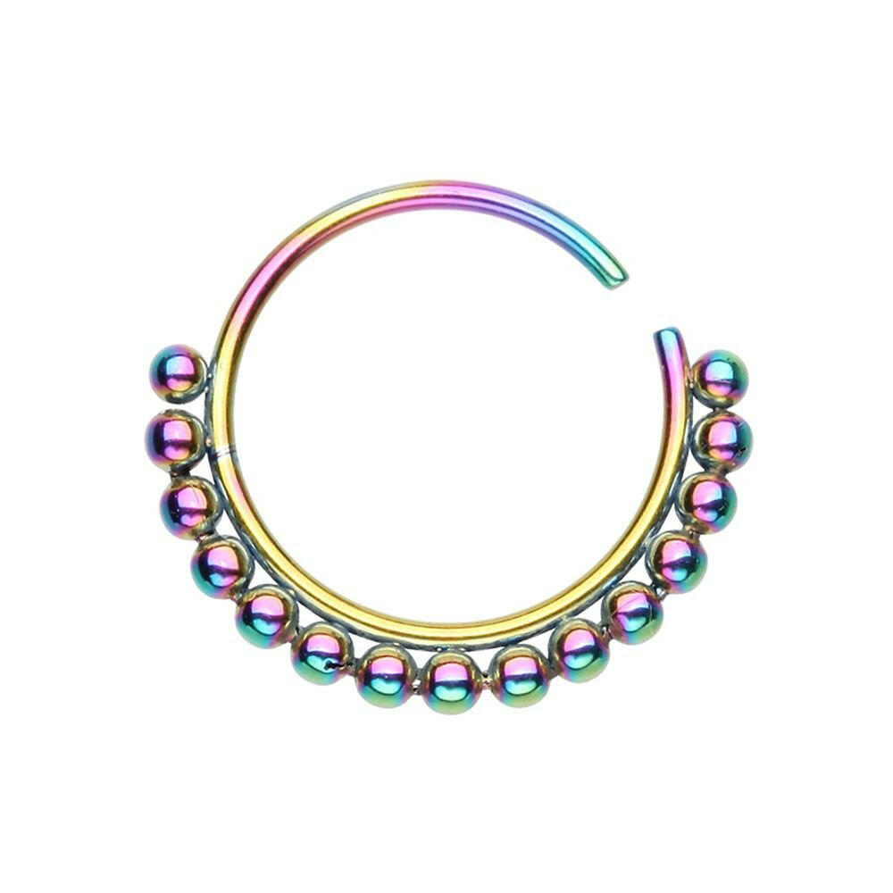 Colorline Bali Ball Steel Bendable Nose Hoop Nose Ring Impulse Piercings 5/16" (8mm) Rainbow