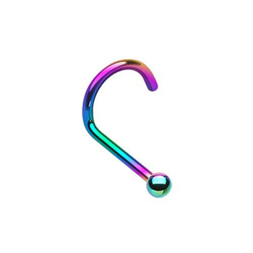 Colorline Ball Top Basic Nose Screw Ring Nose Ring Impulse Piercings 20 gauge (0.8mm) Rainbow