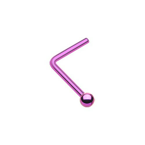 Colorline Ball Top L-Shaped Nose Ring Nose Ring Impulse Piercings 20 gauge (0.8mm) Purple