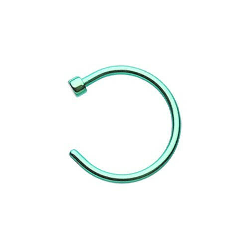 Colorline Basic Steel Nose Hook Disk End Hoop Ring Nose Ring Impulse Piercings 20 gauge (0.8mm) 5/16" (8mm) Green