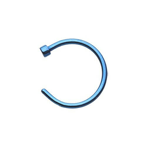 Colorline Basic Steel Nose Hook Disk End Hoop Ring Nose Ring Impulse Piercings 20 gauge (0.8mm) 5/16" (8mm) Blue