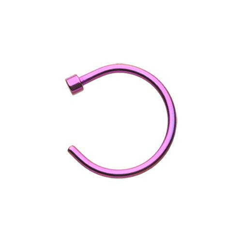 Colorline Basic Steel Nose Hook Disk End Hoop Ring Nose Ring Impulse Piercings 20 gauge (0.8mm) 5/16" (8mm) Purple