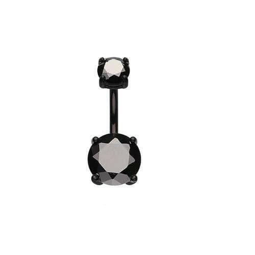 Colorline Cubic Zirconia Gem Prong Sparkle Belly Button Ring Navel Ring Impulse Piercings 5/32x9/32" (4x7mm) Black