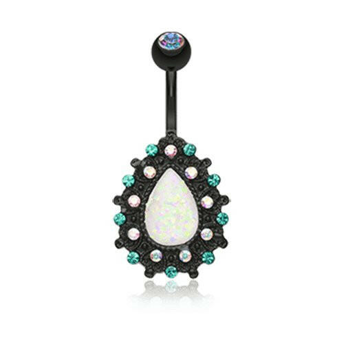 Colorline Eirene Opal Belly Button Ring Navel Ring Impulse Piercings Black/Aurora Borealis