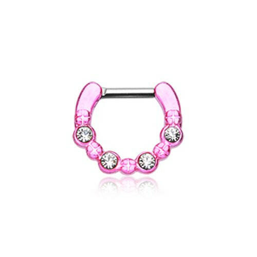 Colorline Elan Multi-Gem Septum Clicker Septum Ring Impulse Piercings 16 GA (1.2mm) 1/4" (6mm)