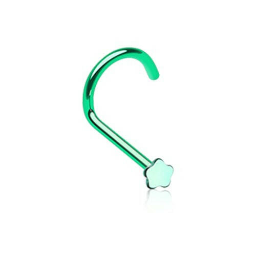 Colorline Flower Nose Screw Ring Nose Ring Impulse Piercings 18 gauge (1mm) Green