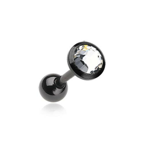 Colorline Gem Sparkle Cartilage Tragus Earring Cartilage Earring Impulse Piercings 1/8" (3mm) Black/Clear