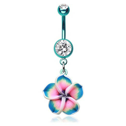 Colorline Hawaiian Plumeria Flower Belly Button Ring Navel Ring Impulse Piercings