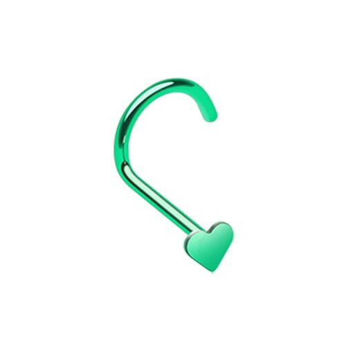 Colorline Heart Nose Screw Ring Nose Ring Impulse Piercings 20 gauge (0.8mm) Green