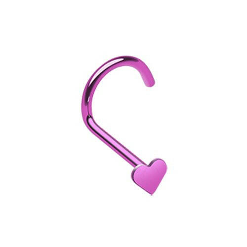 Colorline Heart Nose Screw Ring Nose Ring Impulse Piercings 20 gauge (0.8mm) Purple