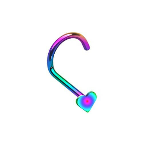 Colorline Heart Nose Screw Ring Nose Ring Impulse Piercings 20 gauge (0.8mm) Rainbow