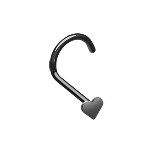 Colorline Heart Nose Screw Ring Nose Ring Impulse Piercings 20 gauge (0.8mm) Black