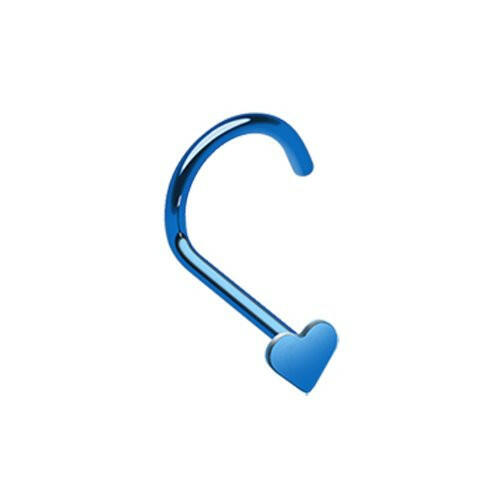 Colorline Heart Nose Screw Ring Nose Ring Impulse Piercings 20 gauge (0.8mm) Blue