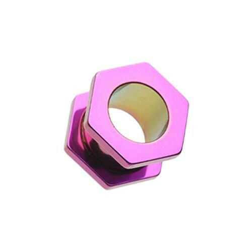 Colorline Hexa Bolt Screw-Fit Ear Gauge Tunnel Plug Earrings Plug Earrings Impulse Piercings 10 GA (2.4mm) Purple