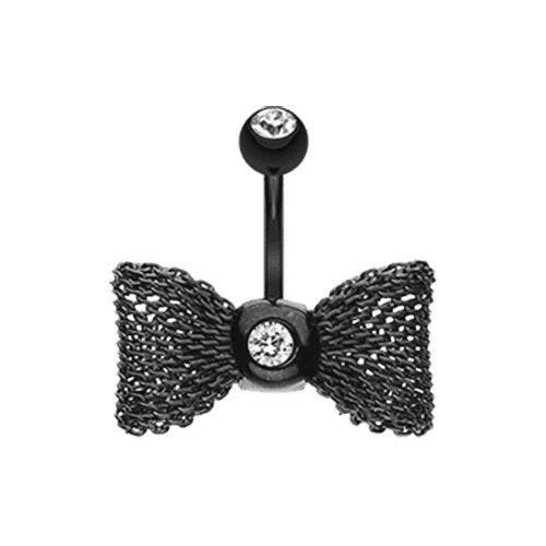 Colorline Mesh Bow-Tie Belly Button Ring Navel Ring Impulse Piercings Black/Clear