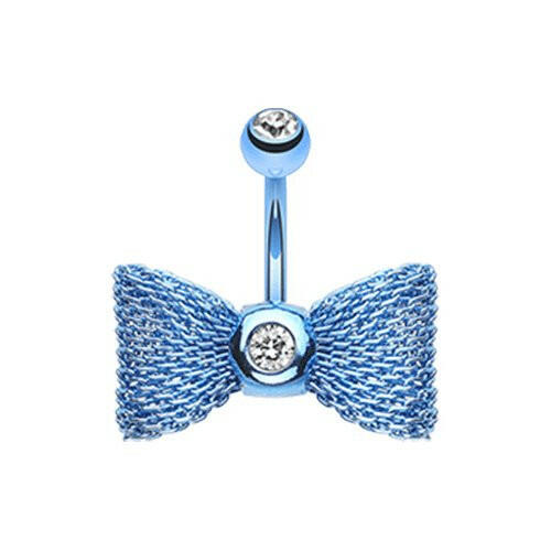 Colorline Mesh Bow-Tie Belly Button Ring Navel Ring Impulse Piercings Blue/Clear