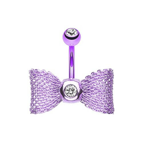 Colorline Mesh Bow-Tie Belly Button Ring Navel Ring Impulse Piercings Purple/Clear