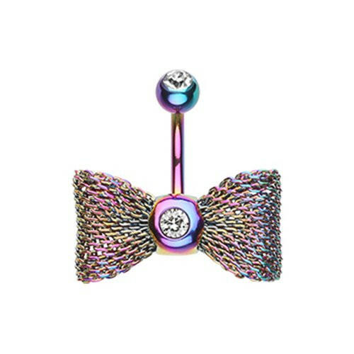 Colorline Mesh Bow-Tie Belly Button Ring Navel Ring Impulse Piercings Rainbow/Clear