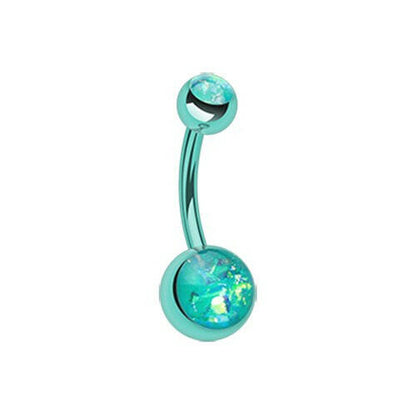 Colorline Opal Glitter Shower Belly Button Ring Navel Ring Impulse Piercings Teal