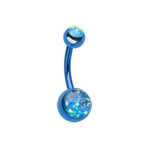 Colorline Opal Glitter Shower Belly Button Ring Navel Ring Impulse Piercings Blue