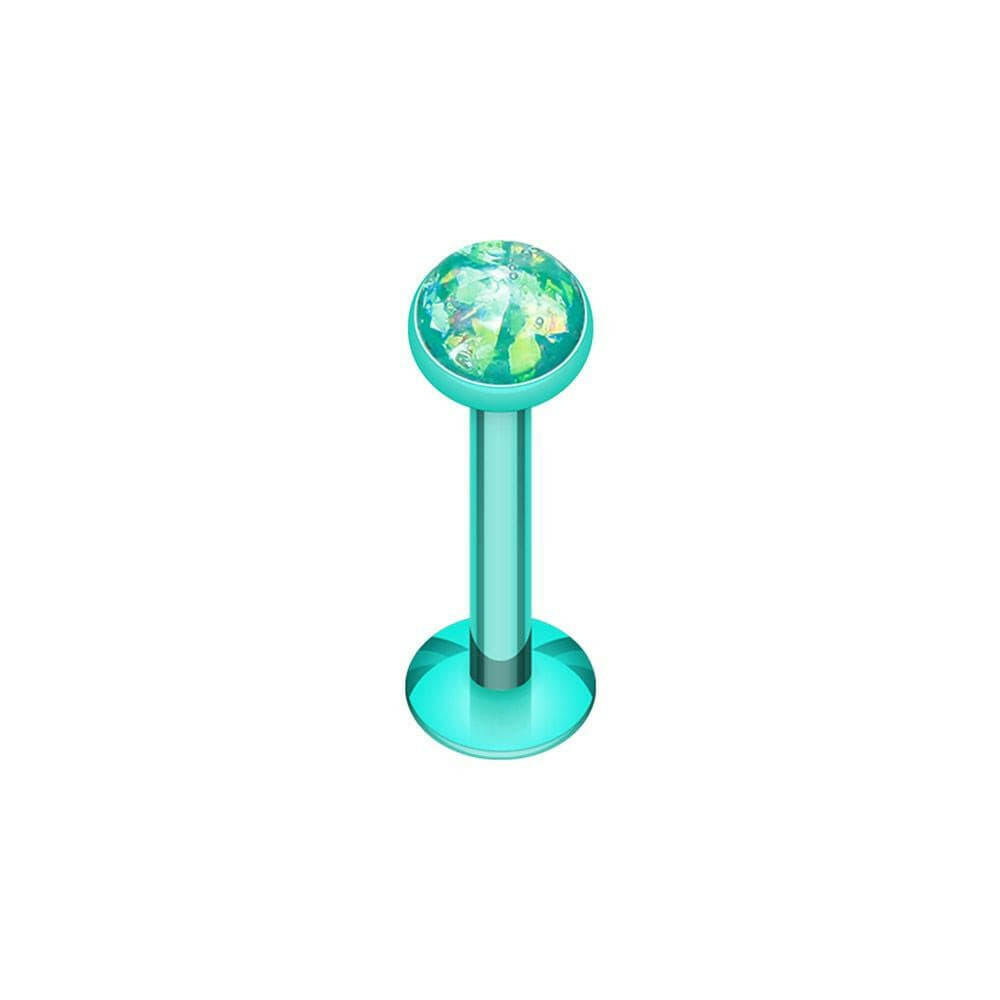 Colorline Opal Glitter Shower Dome Steel Labret Labret Impulse Piercings 5/16" (8mm) Teal