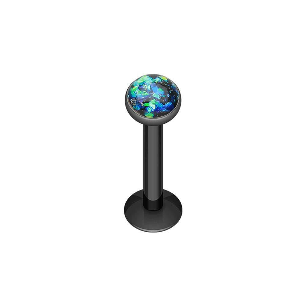 Colorline Opal Glitter Shower Dome Steel Labret Labret Impulse Piercings 5/16" (8mm) Black