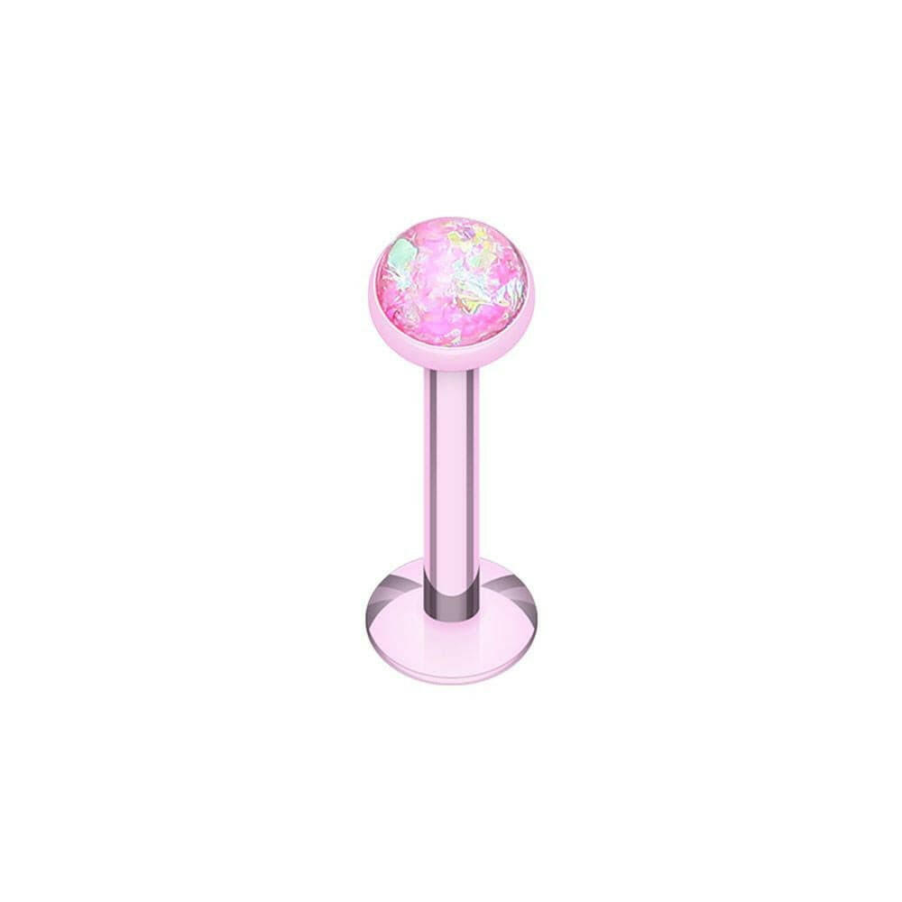 Colorline Opal Glitter Shower Dome Steel Labret Labret Impulse Piercings 5/16" (8mm) Pink