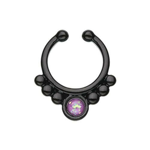 Colorline Opal Grandiose Fake Septum Clip-On Ring Fake Septum Ring Impulse Piercings Black/Purple