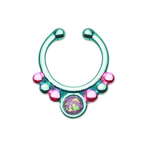 Colorline Opal Grandiose Fake Septum Clip-On Ring Fake Septum Ring Impulse Piercings Teal/Pink