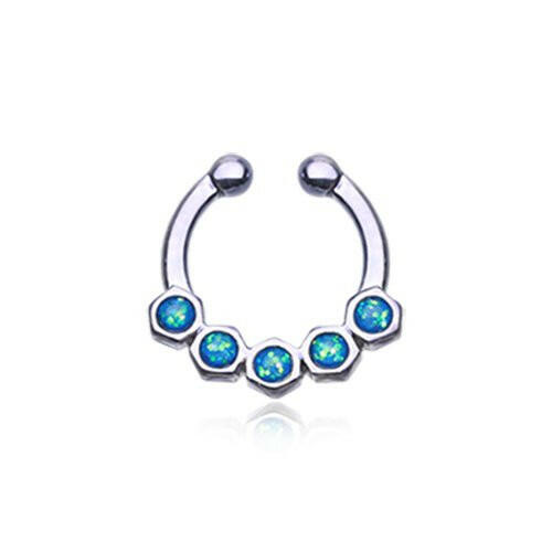 Colorline Opal Hexa Gemina Fake Septum Clip-On Ring Fake Septum Ring Impulse Piercings Purple/Light Blue