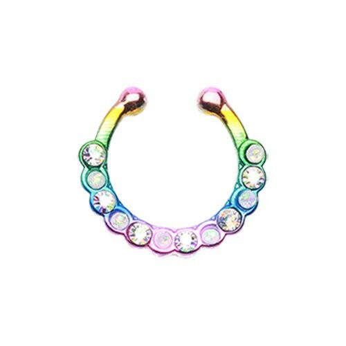 Colorline Opal Paradigm Fake Septum Clip-On Ring Fake Septum Ring Impulse Piercings Rainbow/Aurora Borealis