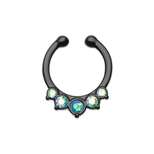 Colorline Opal Precia Fake Septum Clip-On Ring Fake Septum Ring Impulse Piercings Purple/Aqua