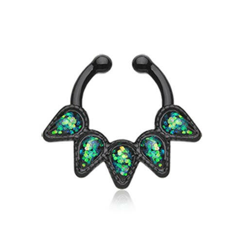 Colorline Opal Quinary Spear Fake Septum Clip-On Ring Fake Septum Ring Impulse Piercings Black