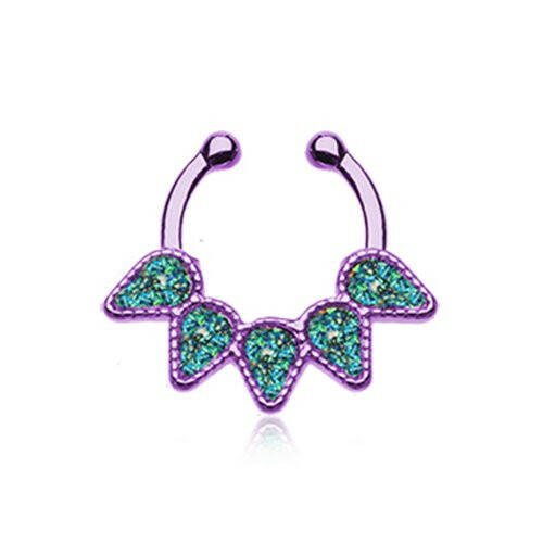 Colorline Opal Quinary Spear Fake Septum Clip-On Ring Fake Septum Ring Impulse Piercings Purple/Black